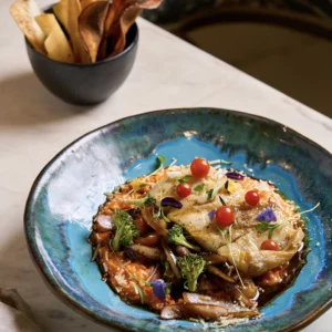 Risotto y pesca blanca tropical